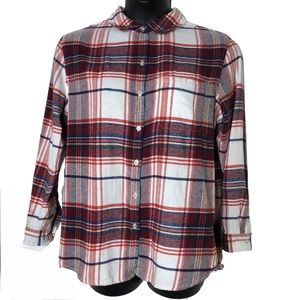 GAP Ladies Button Down Long Sleeve Relaxed Fit Boyfriend Flannel Top Siz…